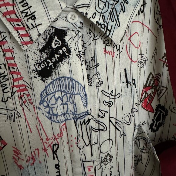 Torrid Disney cruella doodle button down necktie blouse plus size XX2 long sleev - Picture 13 of 16